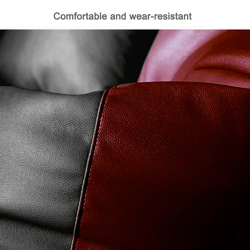 ZenLiving® 3XL Filled Bean Bag Combo – Faux Leather | Maroon & Black | Footrest + Cushion Zen Living