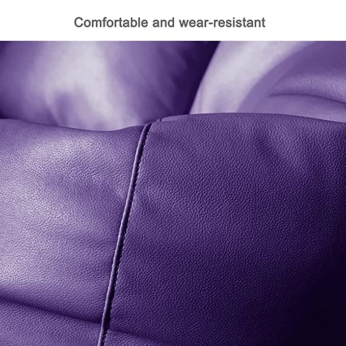 ZenLiving® 3XL Filled Bean Bag Combo – Faux Leather | Purple | Footrest + Cushion Zen Living
