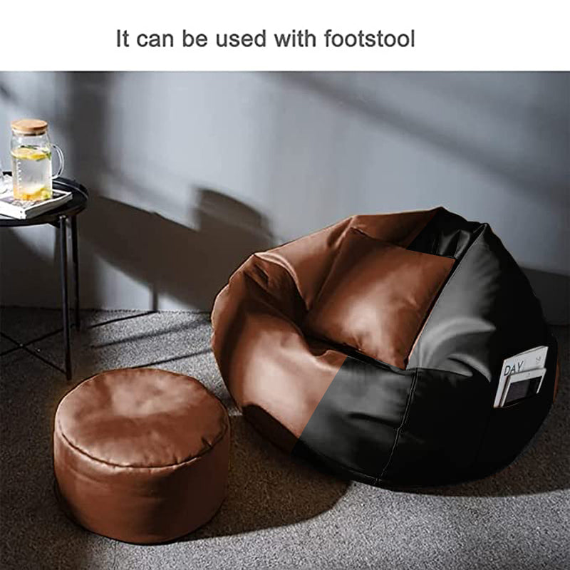 ZenLiving® 3XL Filled Bean Bag Combo – Faux Leather | Tan & Black | Footrest + Cushion (Copy) Zen Living