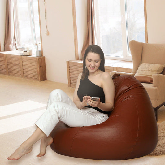 AARIJ MART LUXURIOUSNESS - Bean Bag with Footstool with Beans Filled, Size - 3XL, Colour- (Tan) With More Comfort - AARIJ MART