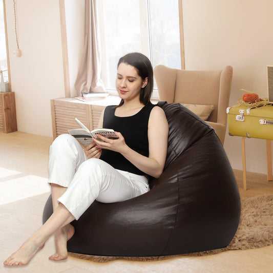 AARIJ MART LUXURIOUSNESS - Bean Bag with Footstool with Beans Filled, Size - 3XL, Colour- (Brown) With More Comfort - AARIJ MART