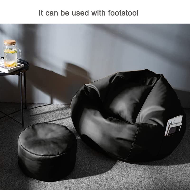 ZenLiving® 3XL Filled Bean Bag Combo – Faux Leather | Black | Footrest + Cushion Zen Living