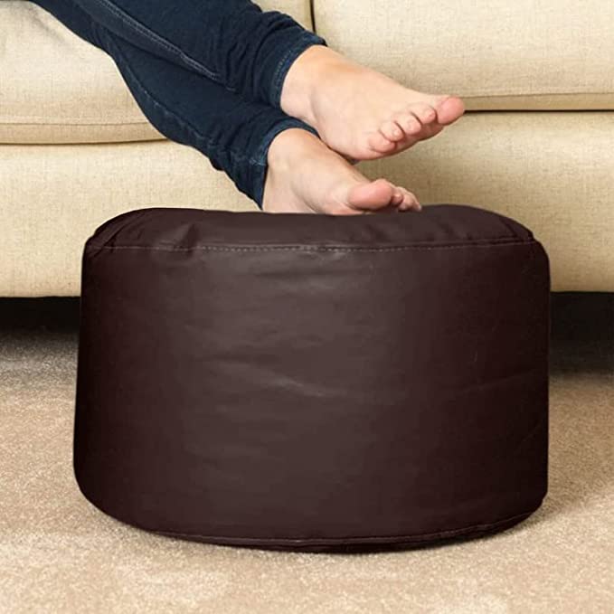 ZenLiving® 3XL Filled Bean Bag Combo – Faux Leather | Brown | Footrest + Cushion Zen Living