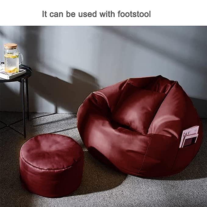 ZenLiving® 3XL Filled Bean Bag Combo – Faux Leather | Maroon | Footrest + Cushion Zen Living