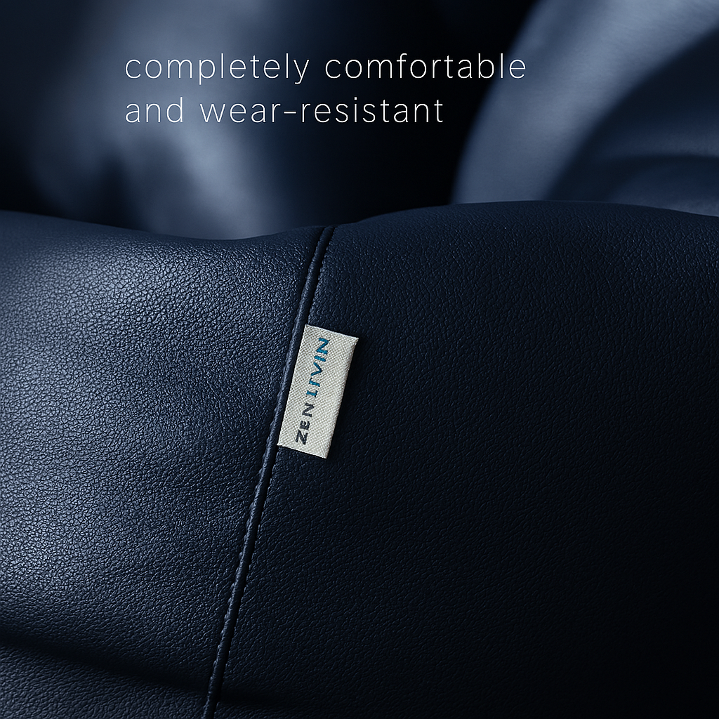 ZenLiving® 3XL Filled Bean Bag Combo – Faux Leather | Navy Blue | Footrest + Cushion Zen Living