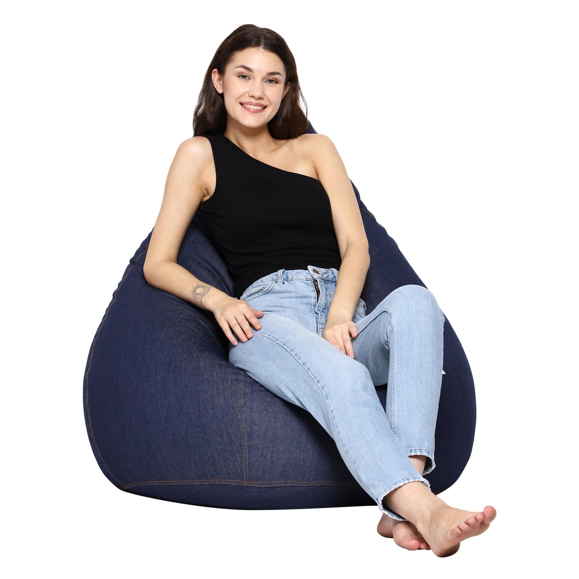 Amazon.com: Flash Furniture Duncan Oversized Bean Bag Chair for Kids and  Adults, Foam-Filled Beanbag Chair with Machine Washable Cover, Denim : Home  & Kitchen