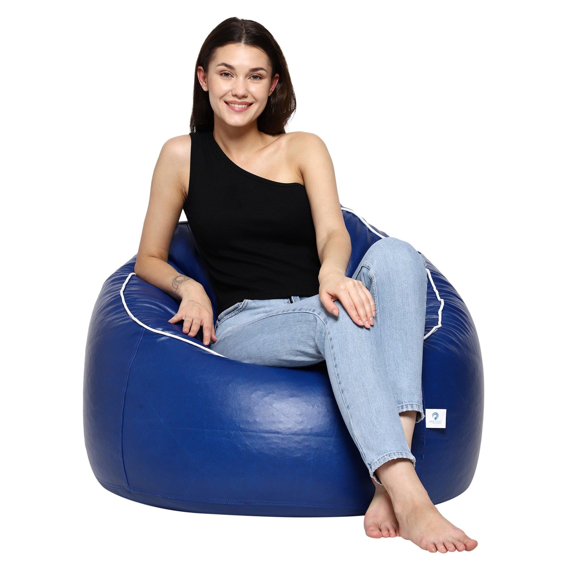 Aarij Mart Xxxl Filled With Beans Chair Sofa Bean Bag N Footrest Combo Set  (faux Leather) (tan) at Rs 2499.00